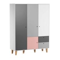 SCHRANK 3 Türen Rosa - Pink, Holzwerkstoff (153/201.5/55cm) - Petits-meubles
