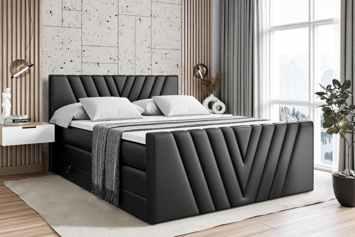 BOXSPRINGBETT ERNINA-Z KING - 140x200 - H3/H4 - Schwarz Hochglanz - Schwarz Hochglanz, Holzwerkstoff (140/200cm) - ALTDECOR