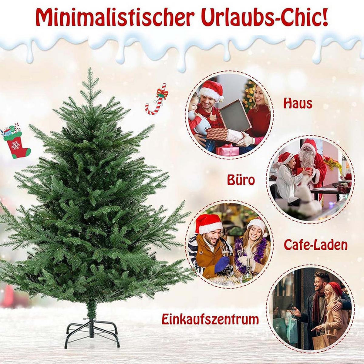 WEIHNACHTSBAUM mit 8 Lichtmodi 135cm Grün - Grün, Metall (135cm) - COSTWAY
