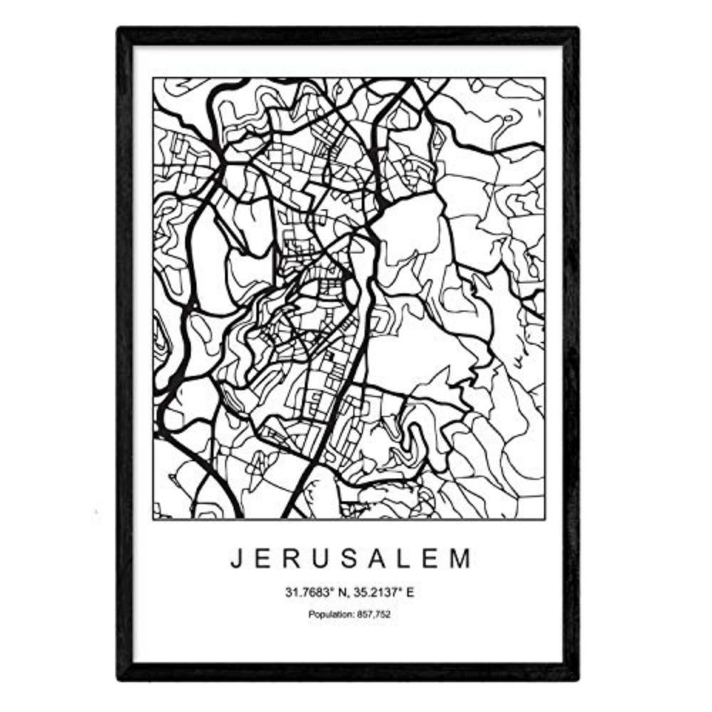 POSTER Jerusalem Skandinavischen Stil A4 Rahmenlos - Klar, Papier (29.7/5/21cm) - Nacnic