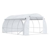 FOLIENGEWÄCHSHAUS mit aufrollbar Abdeckungen, UV-Schutz, Verzinkter Stahl, PE, Weiß - Weiß, Metall (300/200/397cm) - Outsunny