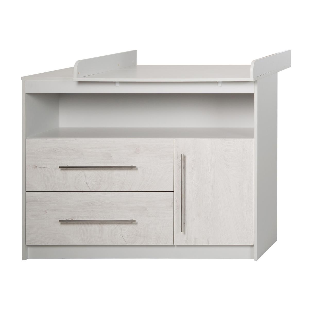 BABYZIMMER-SET Maren 2 mit breiter Wickelkommode 2-teilig - Hellgrau, Holzwerkstoff (76/80/142cm) - Roba