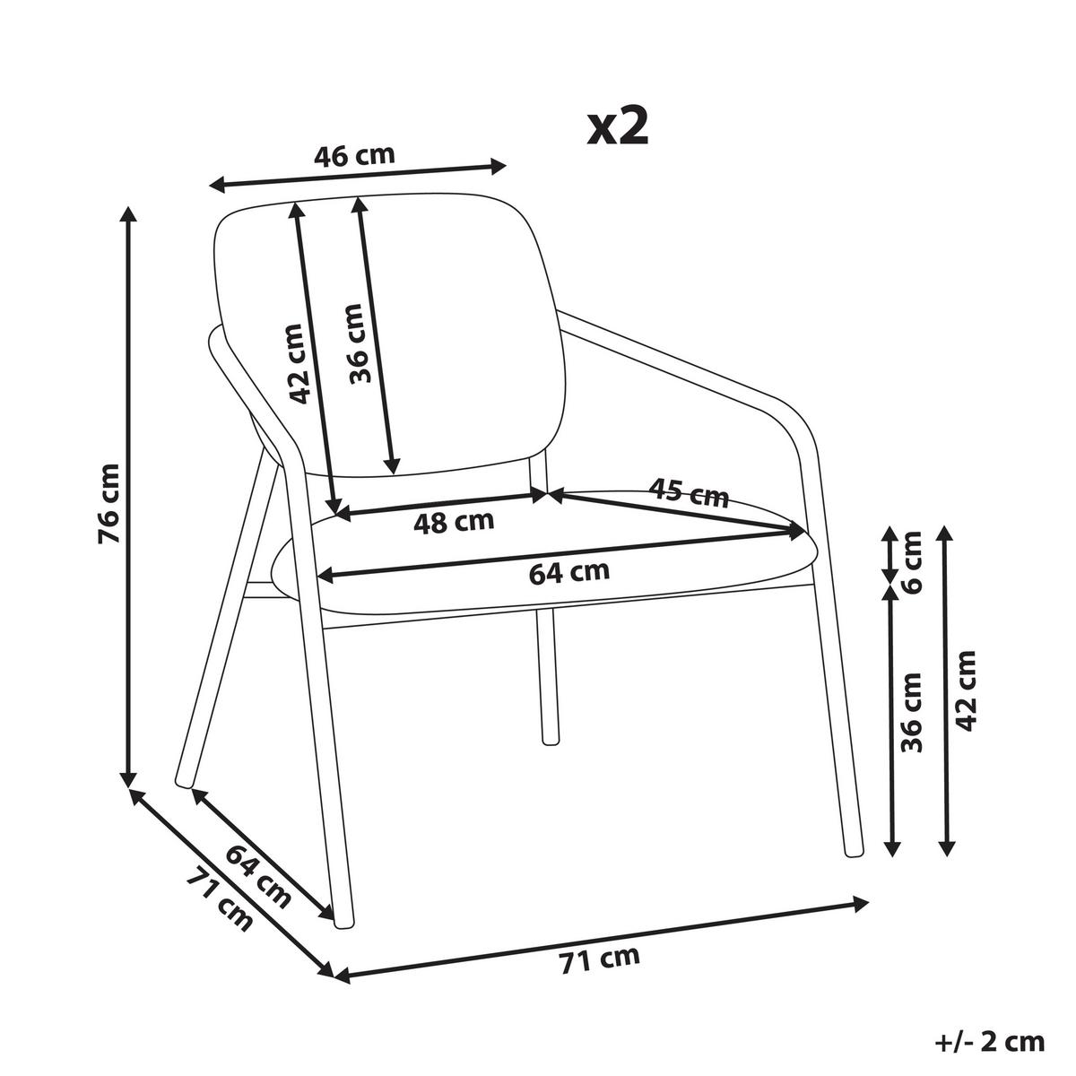SESSEL 2er-Set Cremeweiß Loa - Weiß, Textil (71/76/71cm) - Beliani