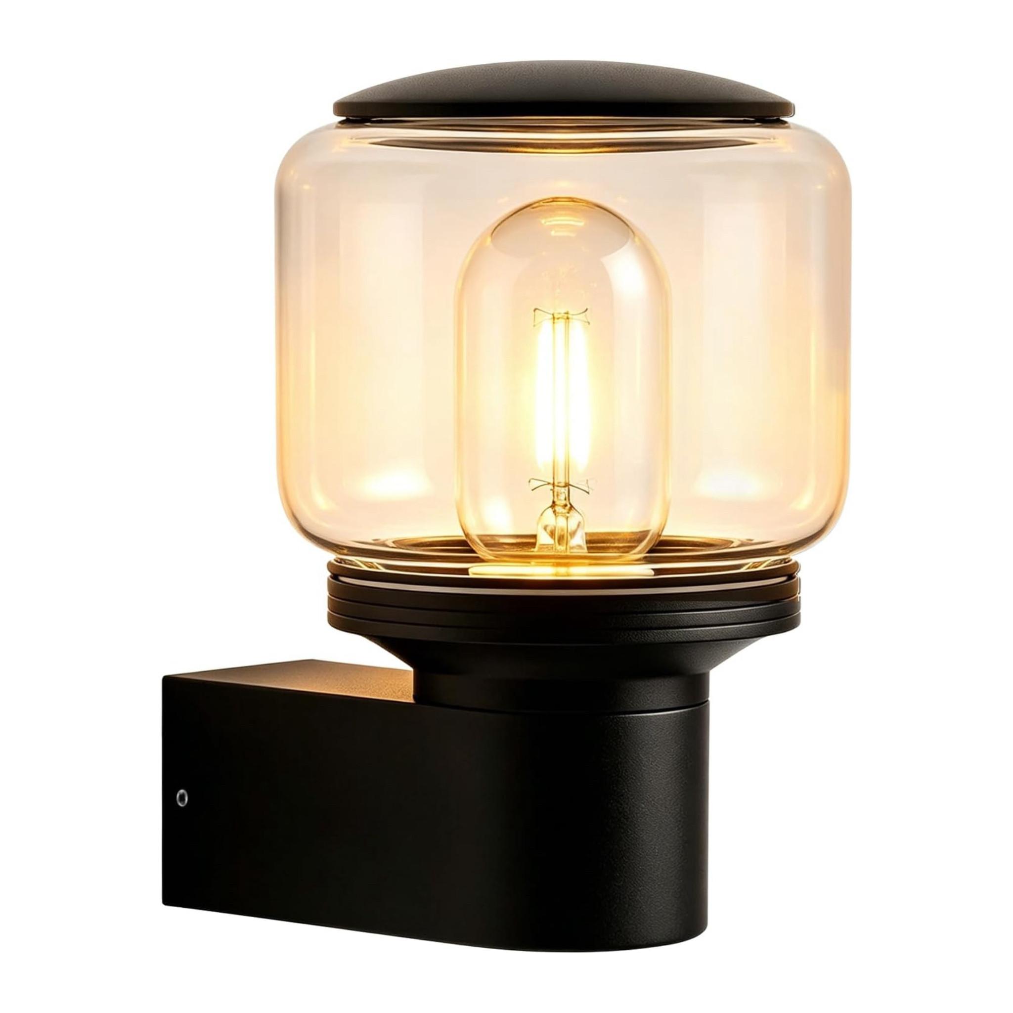 AUSSENWANDLEUCHTE Drisal 13.5/11/18.4 cm - Schwarz, Glas/Metall (11/18.4/13.5cm) - ZMH