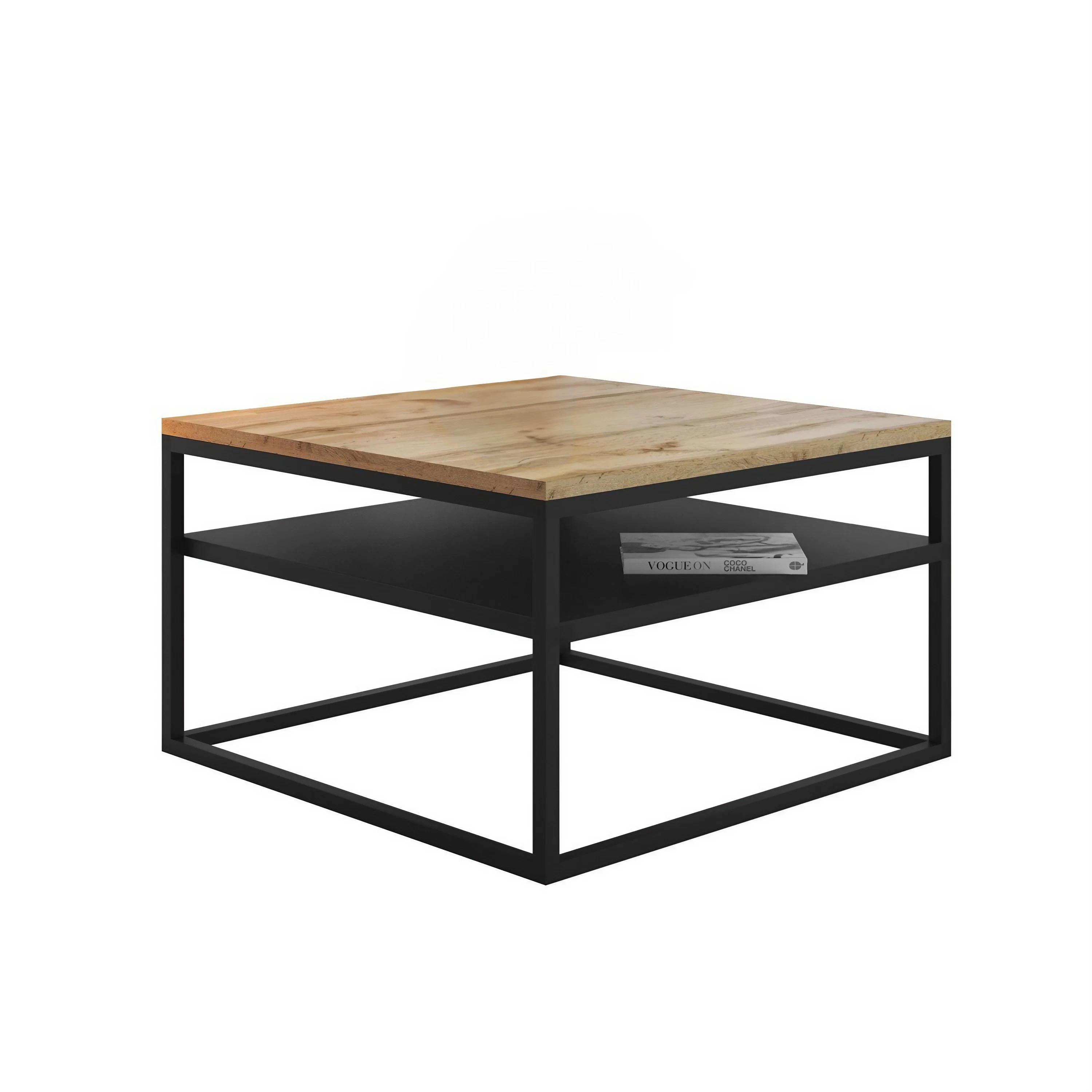 COUCHTISCH NOVA mit Ablage Schwarz / Wotan Eiche - Eichefarben/Schwarz, Holzwerkstoff (69/69/48cm) - Lookway