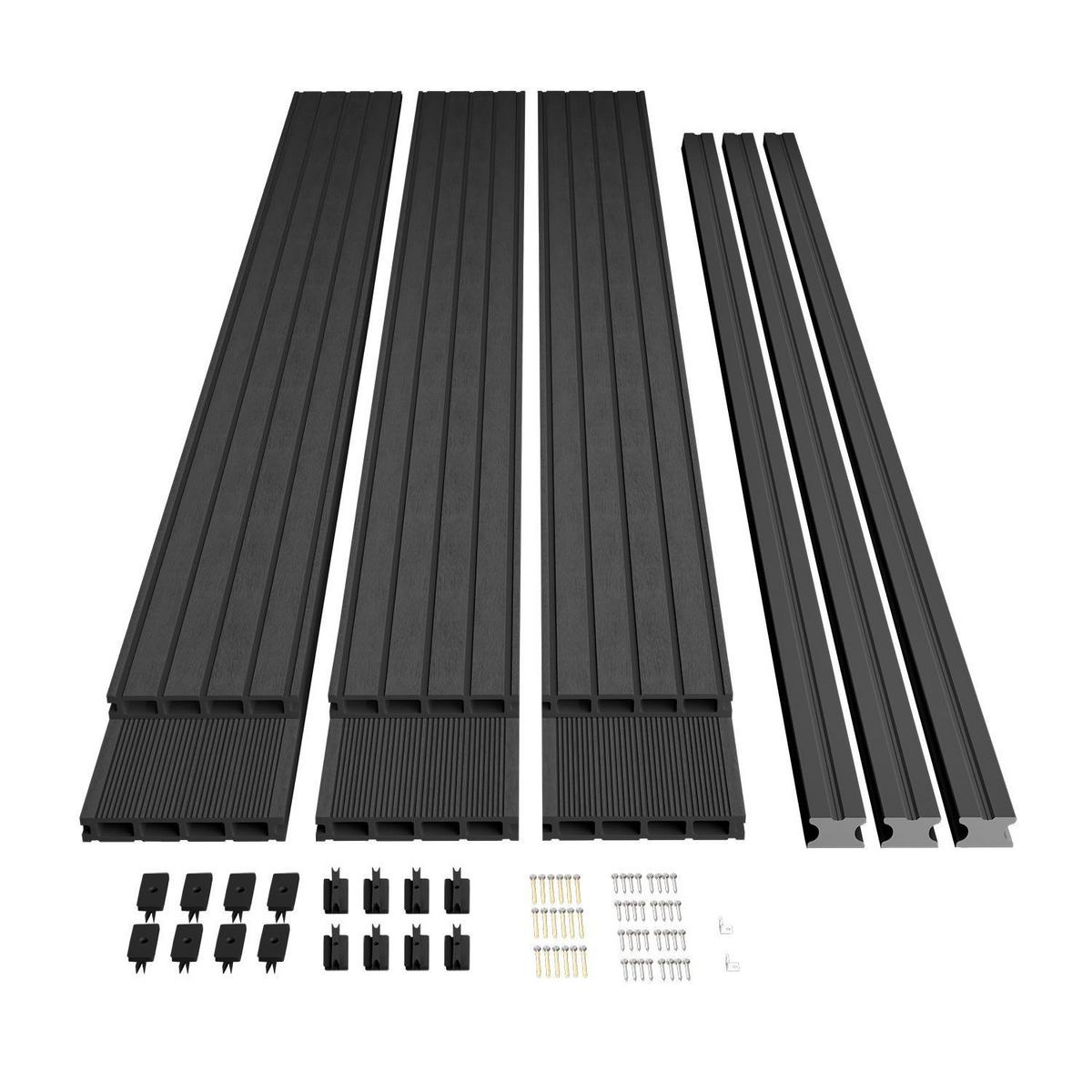TERRASSENDIELEN WPC Grau 2 m² - Grau, Kunststoff (220/14.6/2.5cm) - Juskys