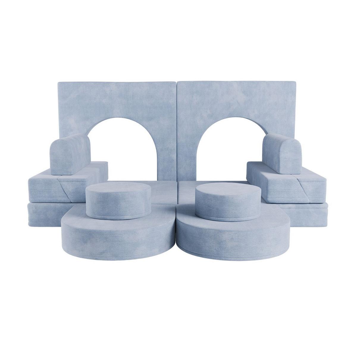KINDERSOFA Kayo cord hellblau - Blau, Textil (150/50/75cm) - Juskys