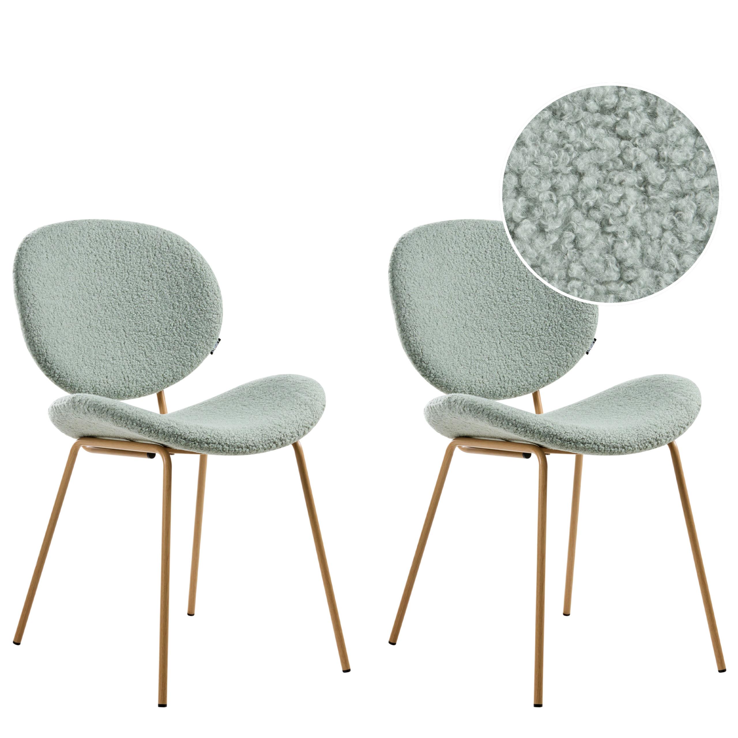 ESSZIMMERSTUHL 2er-Set Hellbraun/Hellgrün Luana - Hellbraun/Hellgrün, Textil (50/80/52cm) - Beliani