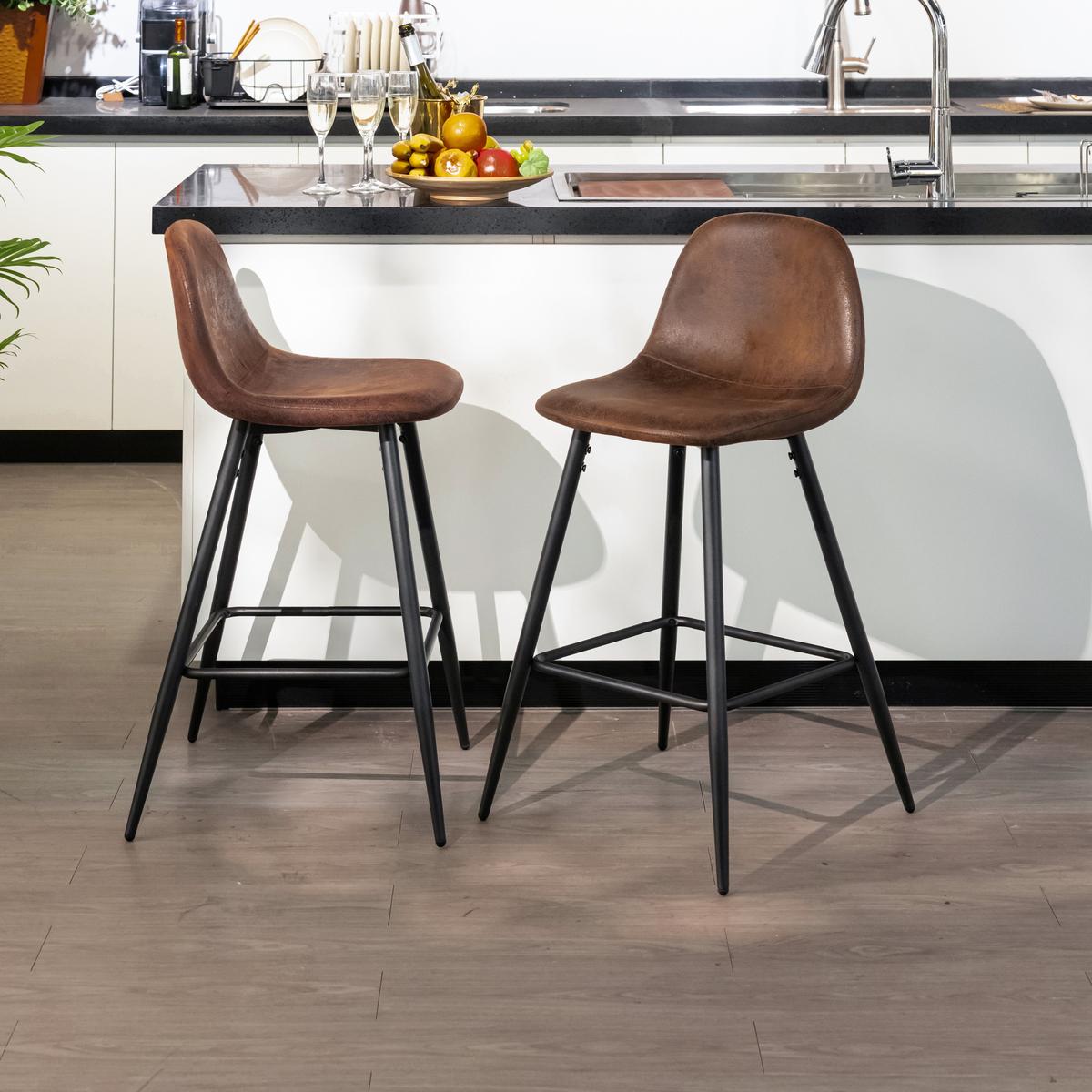 BARHOCKER-SET 2 Stück - Schwarz/Braun, Textil/Metall (47/92/50cm) - Urban Meuble