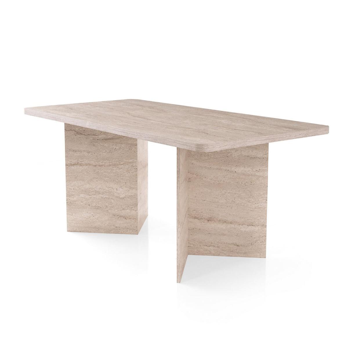 ESSTISCH mit rechteckiger Platte und 2 Beinen L180 cm - LOFT - Beige, Holzwerkstoff (95/90/77cm) - Calicosy