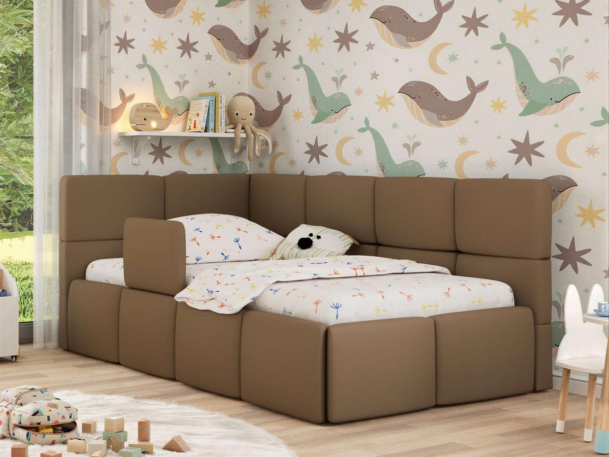 POLSTERBETT ARVO ALTA 90/200 - Braun Kunstleder - Ohne Matratze - Links - Braun, Textil (90/200cm) - MKS