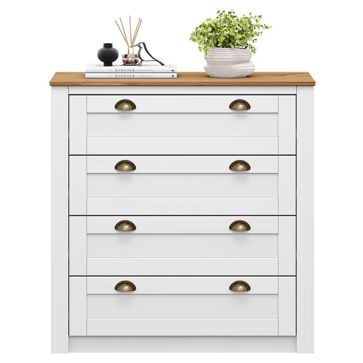 KOMMODE BOLTON weiß/braun - Weiß/Braun, Holz (91/93/40cm) - IDIMEX