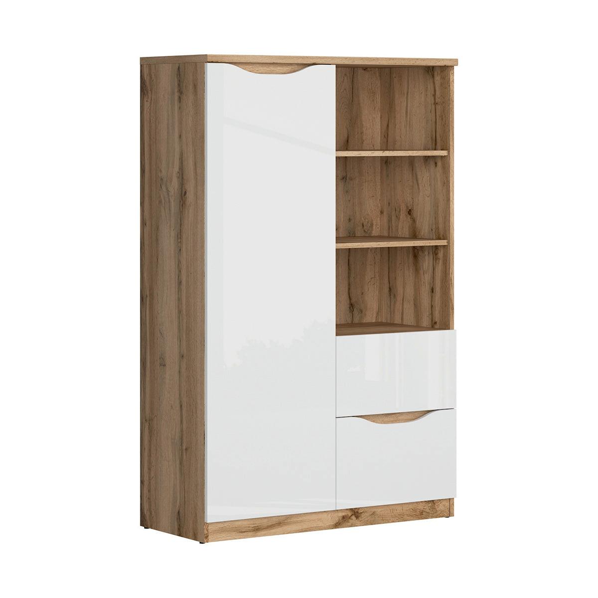 SCHRANK 1 Tür June Weiß und Holz - Weiß, Holzwerkstoff (90/148/40cm) - Petits-meubles