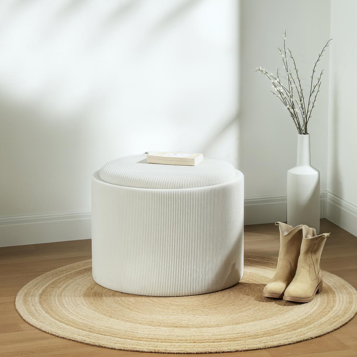 SITZHOCKER mit Stauraum 56 x 56 x 42 cm Cremeweiß - Creme, Textil (56/42/56cm) - HOMCOM