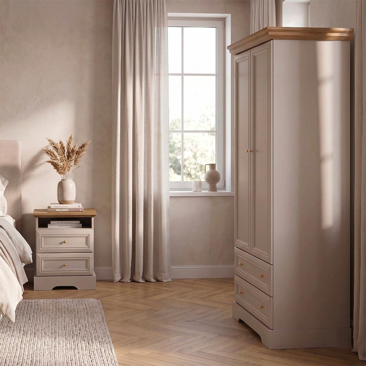 SCHRANK 2 Türen Dulci Kaschmir und Holz - Beige, Holzwerkstoff (88.4/188.8/55.2cm) - Petits-meubles