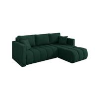 ECKSOFA mit Schlaffunktion Ottomane Rechts GARD-L 226x146x85 Grün Velours - Schwarz/Grün, Holzwerkstoff/Kunststoff (226/146cm) - ALTDECOR