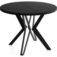 ESSTISCH Revena runder ausziehbarer, Schwarz 120-200/120/76 cm - Schwarz, Holzwerkstoff/Metall (120/200/76cm) - WFL GROUP