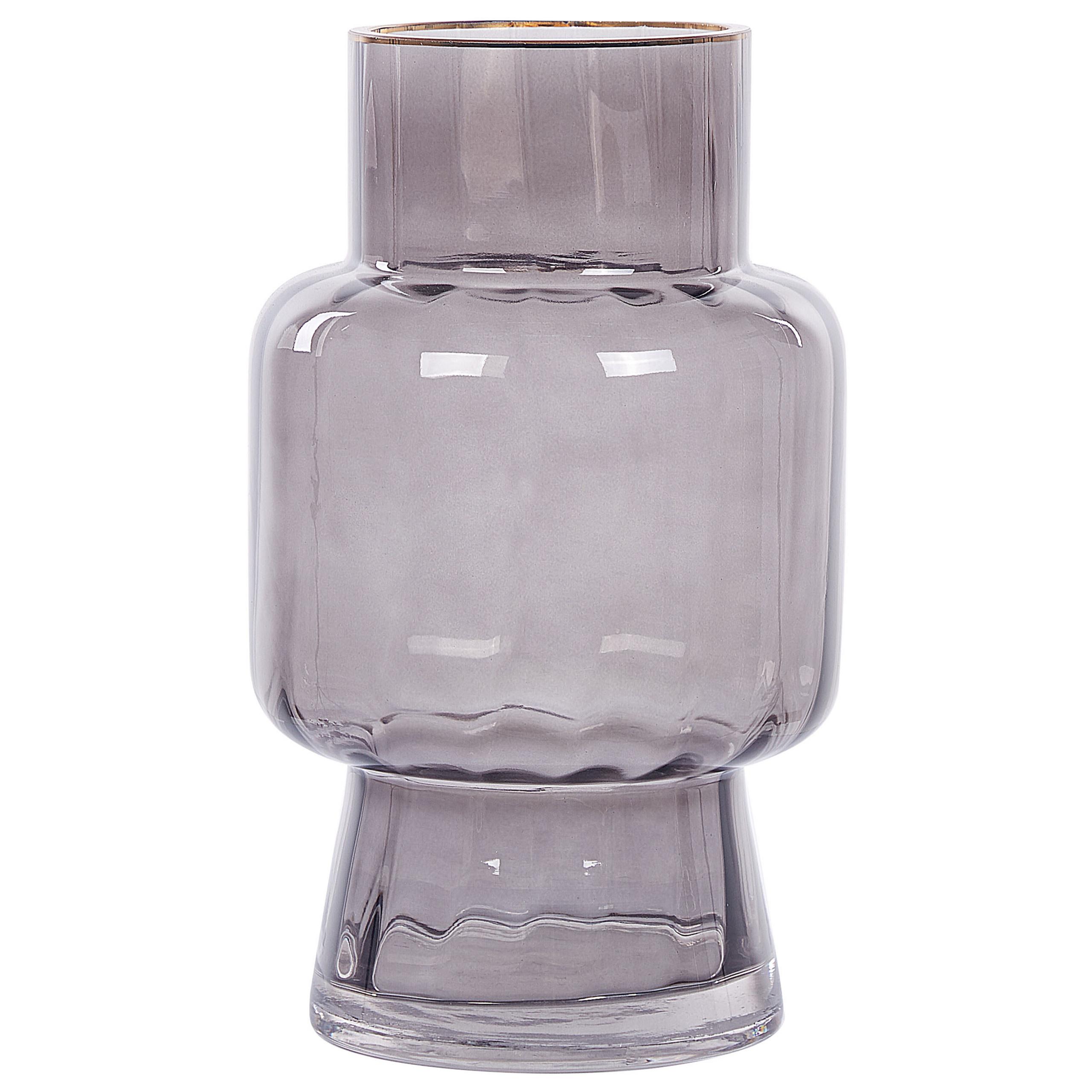 BLUMENVASE Glas grau Megalo - Grau, Glas (26cm) - Beliani