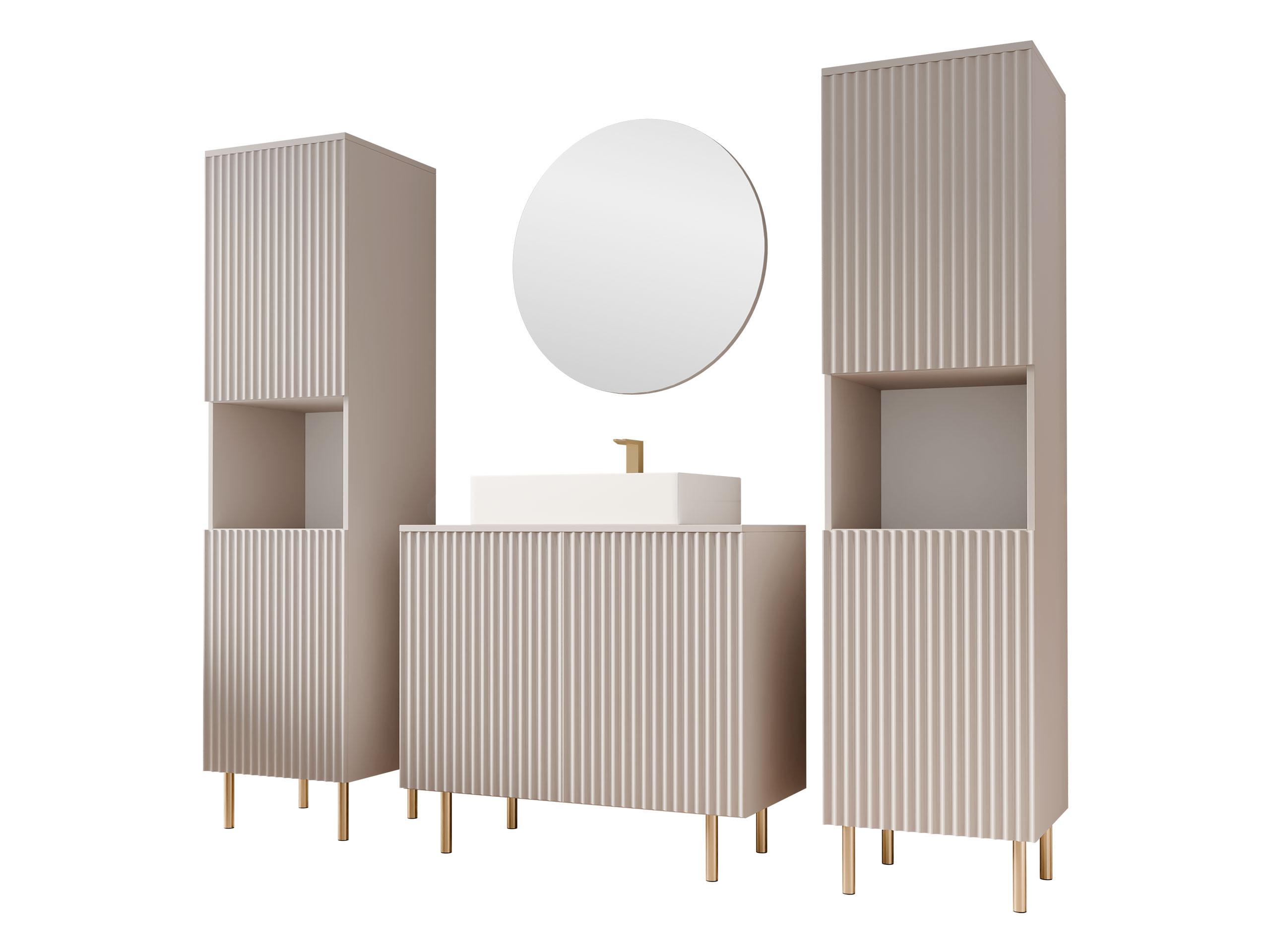 BADMÖBEL-SET Nubia VI - Kaschmir/Goldfarben, Holzwerkstoff/Metall (87/79/45cm) - MIRJAN24