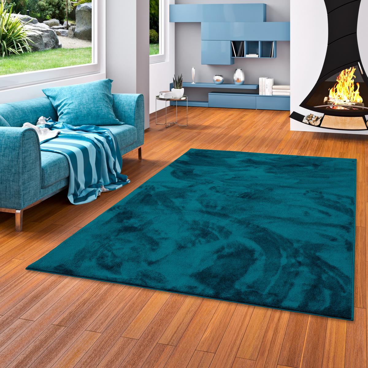 LUXUS SUPER SOFT HOCHFLOR LANGFLOR TEPPICH DELUXE - Petrol, Textil (140/200cm) - Snapstyle