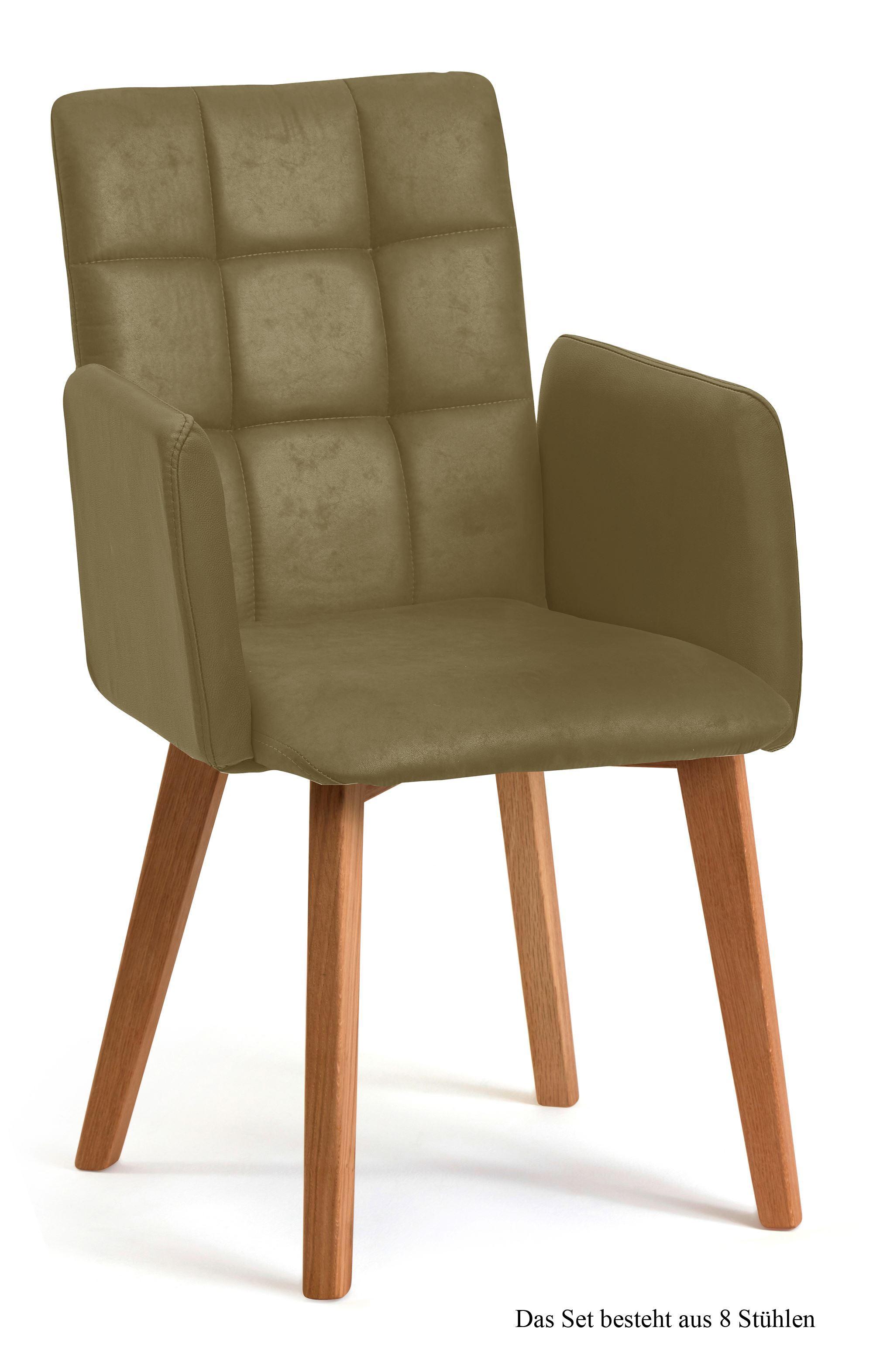 ARMLEHNSTUHL (8er-Set) Dareia 52x91x60 Eiche geölt/Olivgrün - Eichefarben/Olivgrün, Kunststoff (60/91/52cm) - 58aufmkessel
