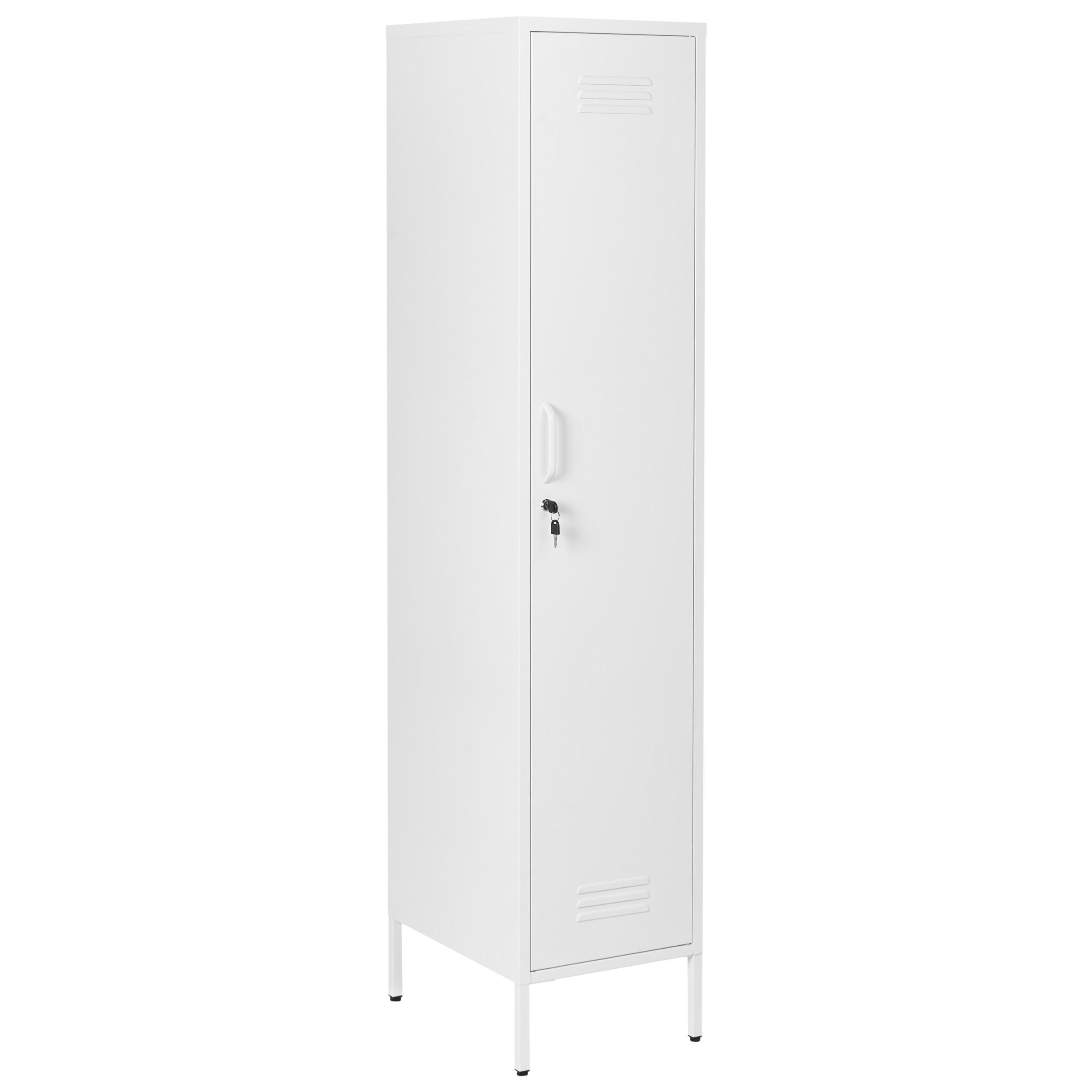 BÜROSCHRANK Metall Weiß Frome - Weiß, Metall (38/185/50cm) - Beliani