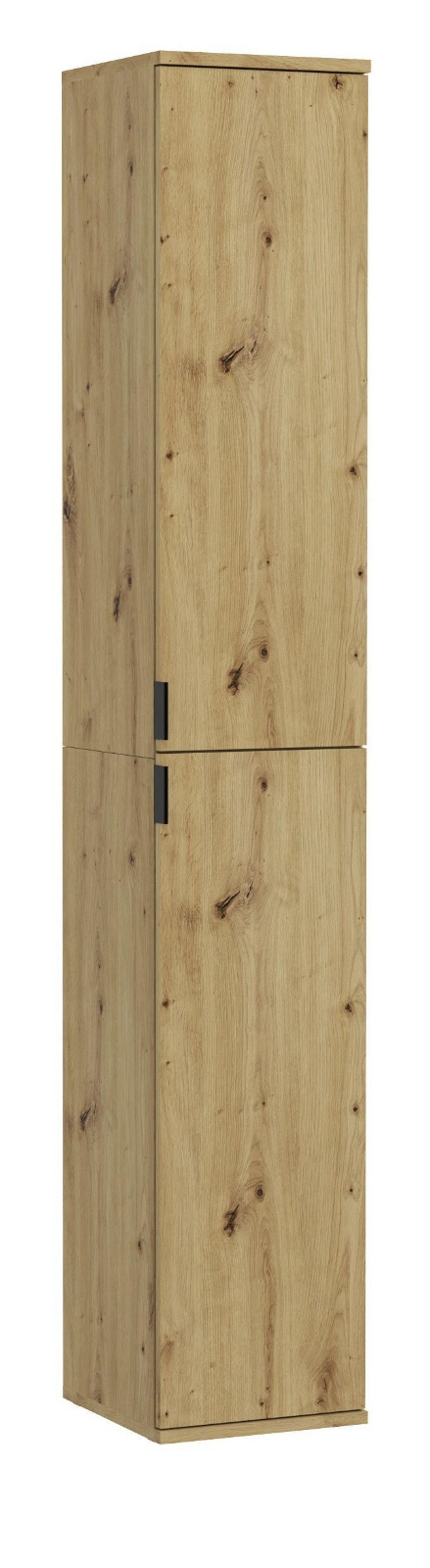 SCHUHSCHRANK Eiche 30 x 193 cm, schmaler Flurschrank mit flexibler Inneneinteilung - Schwarz/Eiche Artisan, Holzwerkstoff/Kunststoff (30/193/34cm) - Inn.Furn