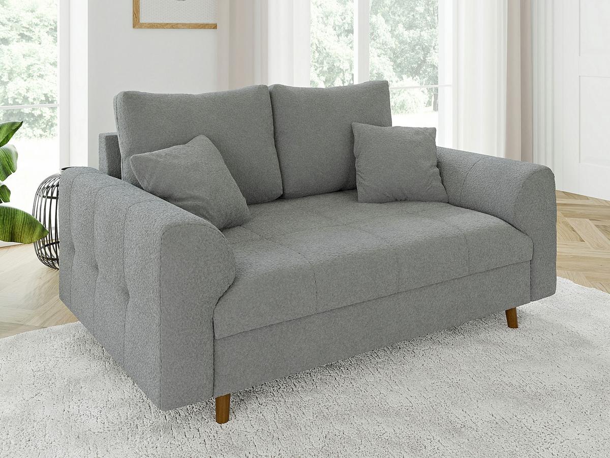 2-SITZER-SOFA Henrik Grau Boucle - Braun/Grau, Holz/Textil (150/81/93cm) - S-Style Möbel