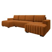 WOHNLANDSCHAFT Hugo U - Orange/Braun, Holz/Textil (310/85/140cm) - MIRJAN24
