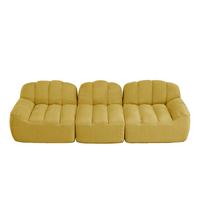 3-SITZER SOFA aus granuliertem Fleece, frameless Lounge-Design ohne Montage - Gelb, Textil (288/79/104cm) - Urban Meuble