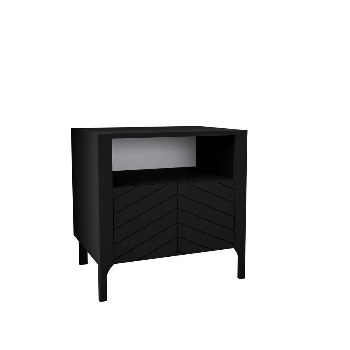 NACHTTISCH LUMI, Schwarz - Schwarz, Holzwerkstoff (54/57/41cm) - Lookway