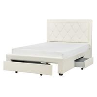 BETT mit Schaubladen 140x200 cm Beige Lievin - Creme, Textil (140/200cm) - Beliani