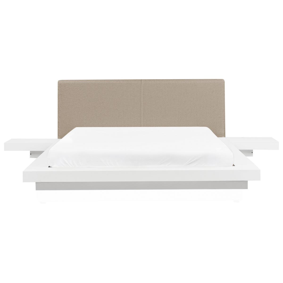 BETT mit Lattenrost 160/200 cm MDF-Platte Taupe Zen - Taupe, Holzwerkstoff (160/200cm) - Beliani