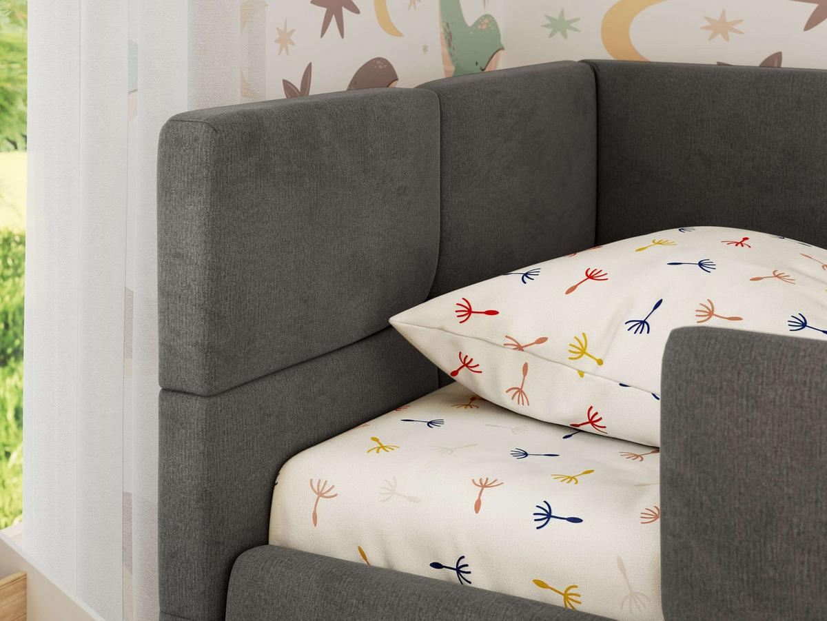 POLSTERBETT ARVO ALTA 90/200 - Dunkelgrau Velvet - Ohne Matratze - Links - Grau, Textil (90/200cm) - MKS