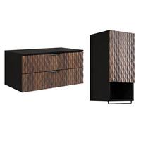 BADMÖBEL 81cm Nevia 2er-Set Holz und Schwarz - Braun, Holzwerkstoff (81/40/48cm) - Petits-meubles