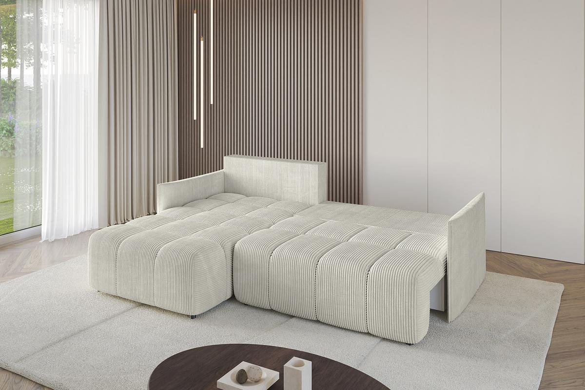 ECKSOFA Ottomane links LONLI-L 251x189x68 Creme Cord - Ecru/Creme, Holzwerkstoff/Kunststoff (251/189cm) - ALTDECOR