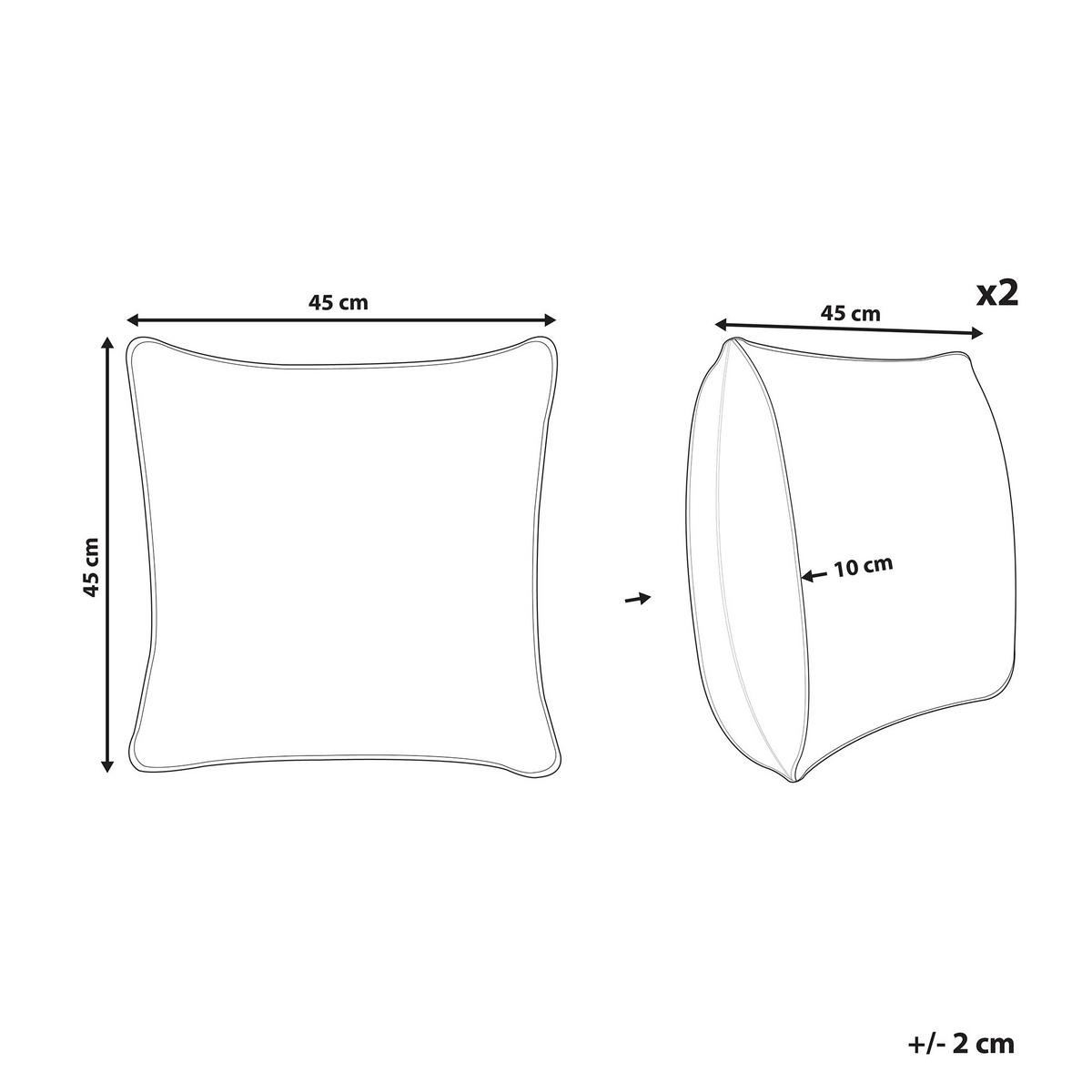 GARTENKISSEN 2er-Set Blattmotiv weiß/grün 45/45 cm Loano - Weiß, Textil (45/45cm) - Beliani