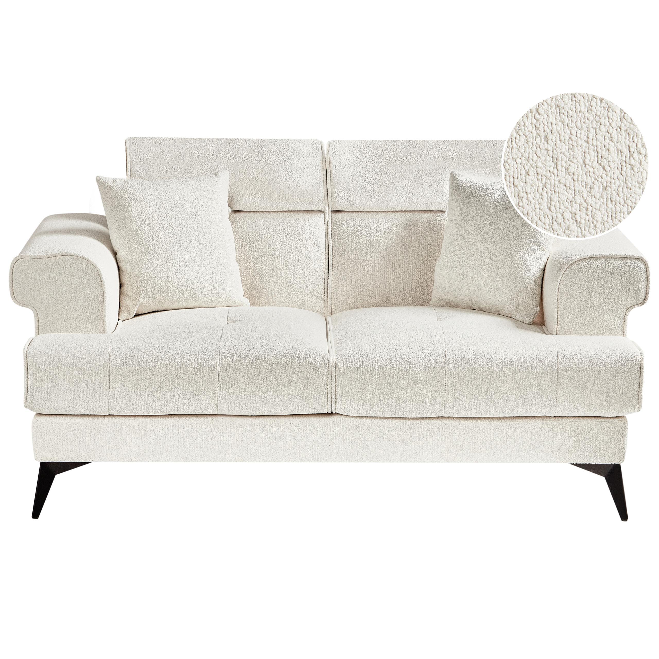 2-SITZER-SOFA Bouclé Weiß Skive - Weiß, Textil (160/88/85cm) - Beliani
