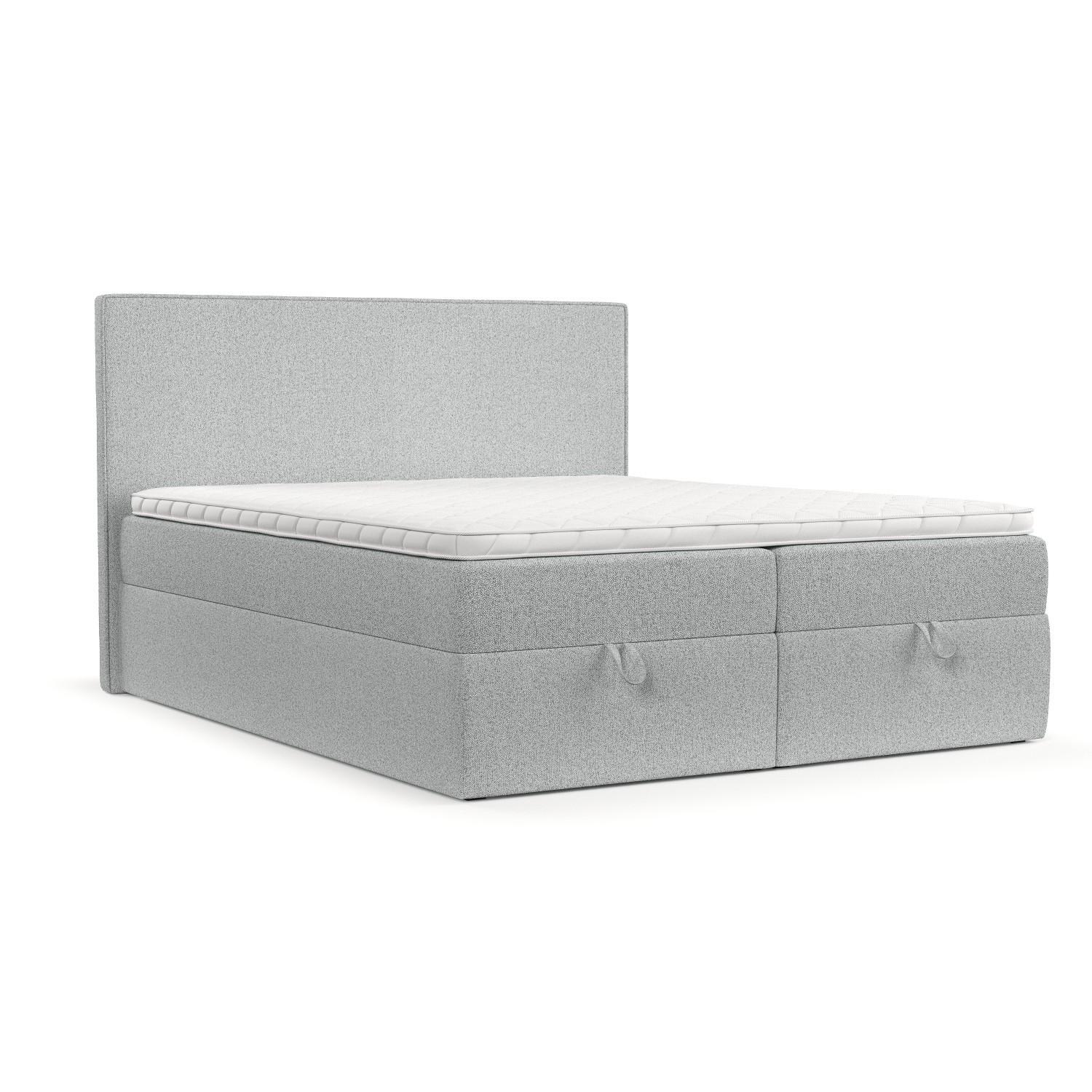 BOXBETT Velma 160/200 cm Hellgrau im Riva Stoff - Hellgrau/Schwarz, Holz/Holzwerkstoff (160/200cm) - AltaBeds