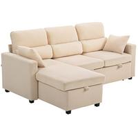 BETTSOFA Verstellbares Gästesofa mit Bettfunktion Stauraum und Kissen - Beige/Schwarz, Kunststoff/Textil (135/205cm) - HOMCOM