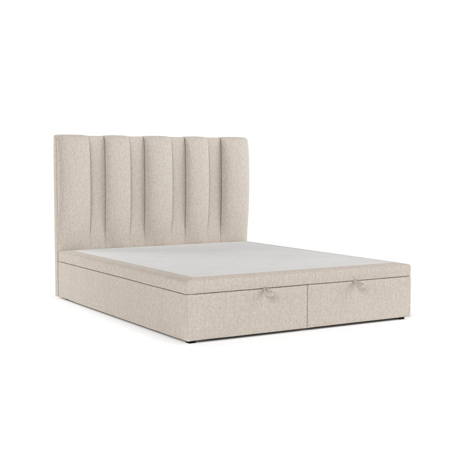POLSTERBETT Orta mit Stauraum 120/200 cm Hellbeige im Megan Stoff - Sandfarben/Schwarz, Holz/Holzwerkstoff (120/200cm) - AltaBeds