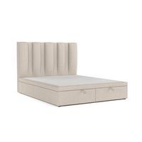 POLSTERBETT Orta mit Stauraum 160/200 cm Hellbeige im Megan Stoff - Sandfarben/Schwarz, Holz/Holzwerkstoff (160/200cm) - AltaBeds
