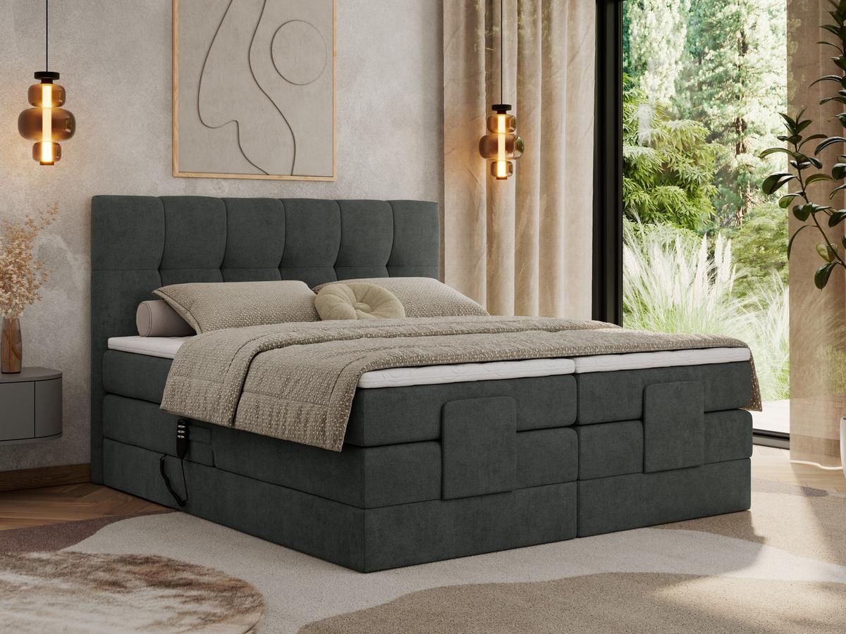 BOXBETT VITTORIA 200/200 - Dunkelgrau Struktur - H3 - Dunkelgrau, Holz/Textil (200/200cm) - MKS