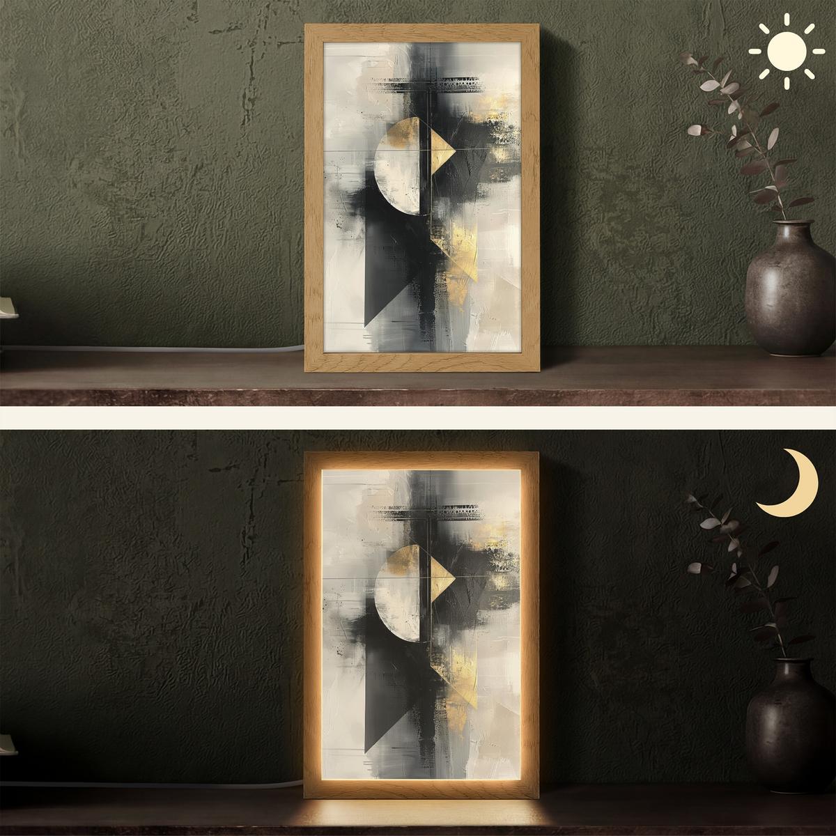 TISCHLEUCHTE Abstrakt - Schwarz - Farbe - Modern 20x30 cm - Birkefarben, Holzwerkstoff (8/20/30cm) - OnlyWow