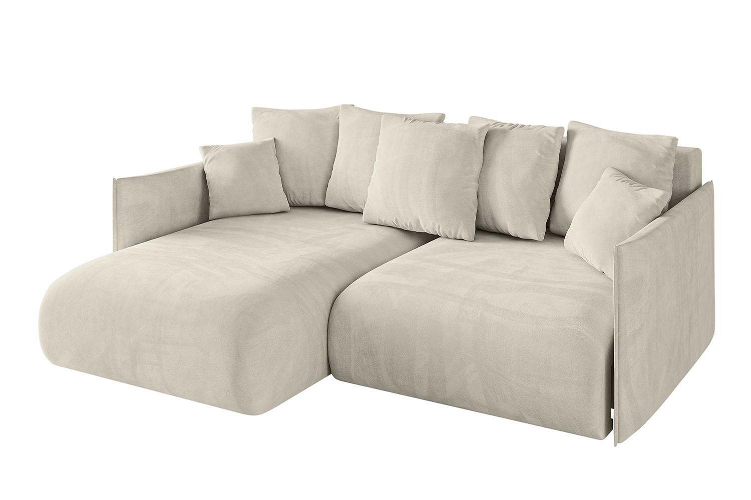 ECKSOFA Ottomane links ONESK-L 216x177x72 Ecru Velours - Ecru, Holzwerkstoff/Kunststoff (216/177cm) - ALTDECOR