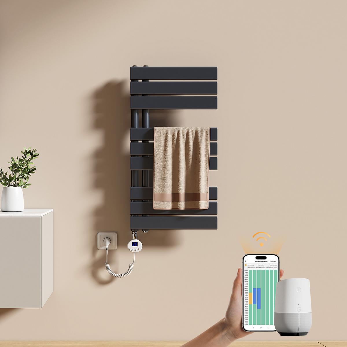 HEIZKÖRPER Elektrisch WLAN Thermostat Anthrazit 75/40 cm - Anthrazit, Metall (40/76.2/5.9cm) - EMKE