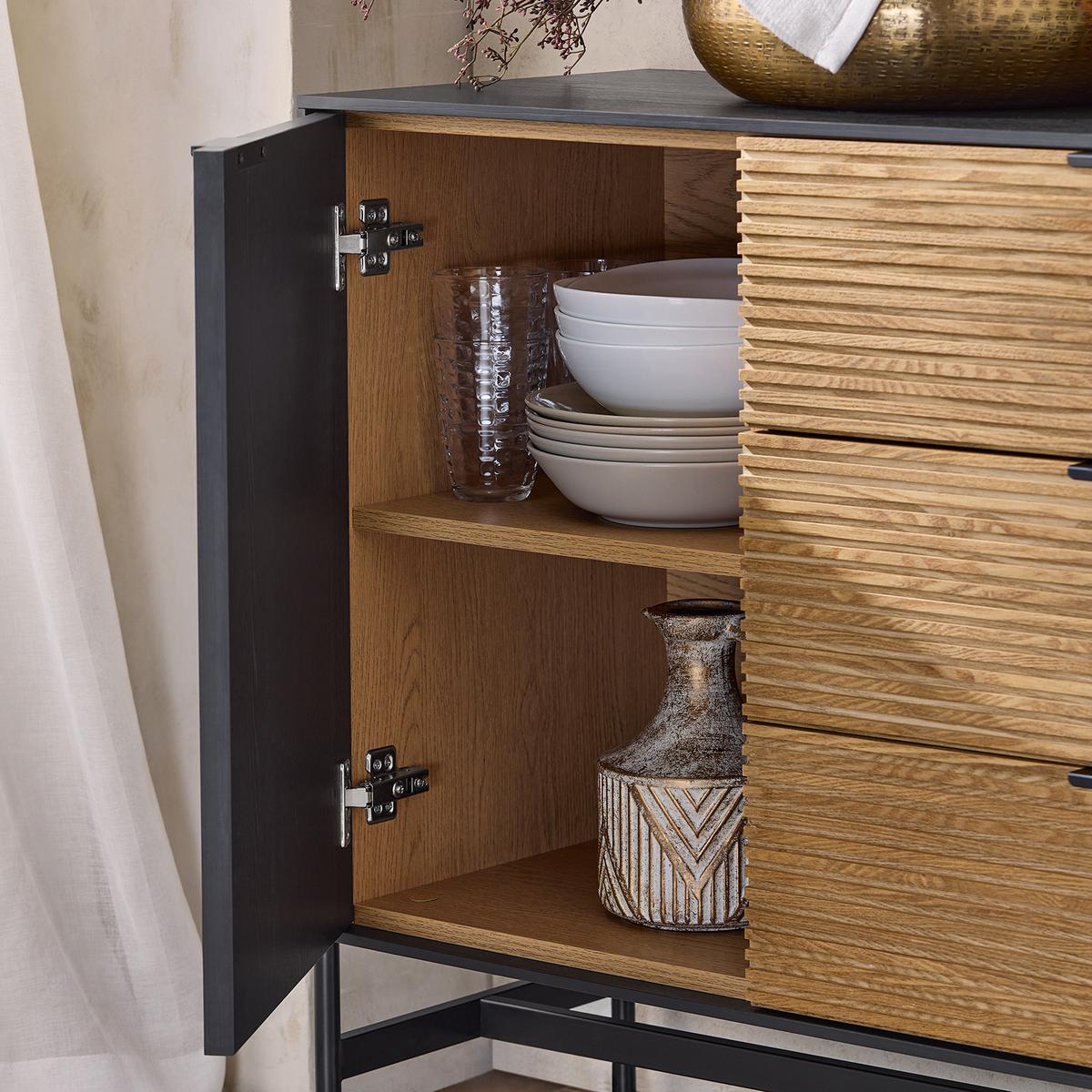 SIDEBOARD Schwarz-Natur - Schwarz/Naturfarben, Holzwerkstoff/Metall (114/83/40cm) - SoBuy