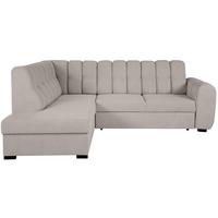 ECKSCHLAFSOFA Zoja links hellbraun - Hellbraun/Schwarz, Textil (261/193cm) - Beautysofa