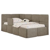 POLSTERBETT ARVO ALTA 90/200 - Dunkelbeige Struktur - Taschenfederkernmatratze - Links - Taupe, Textil (90/200cm) - MKS