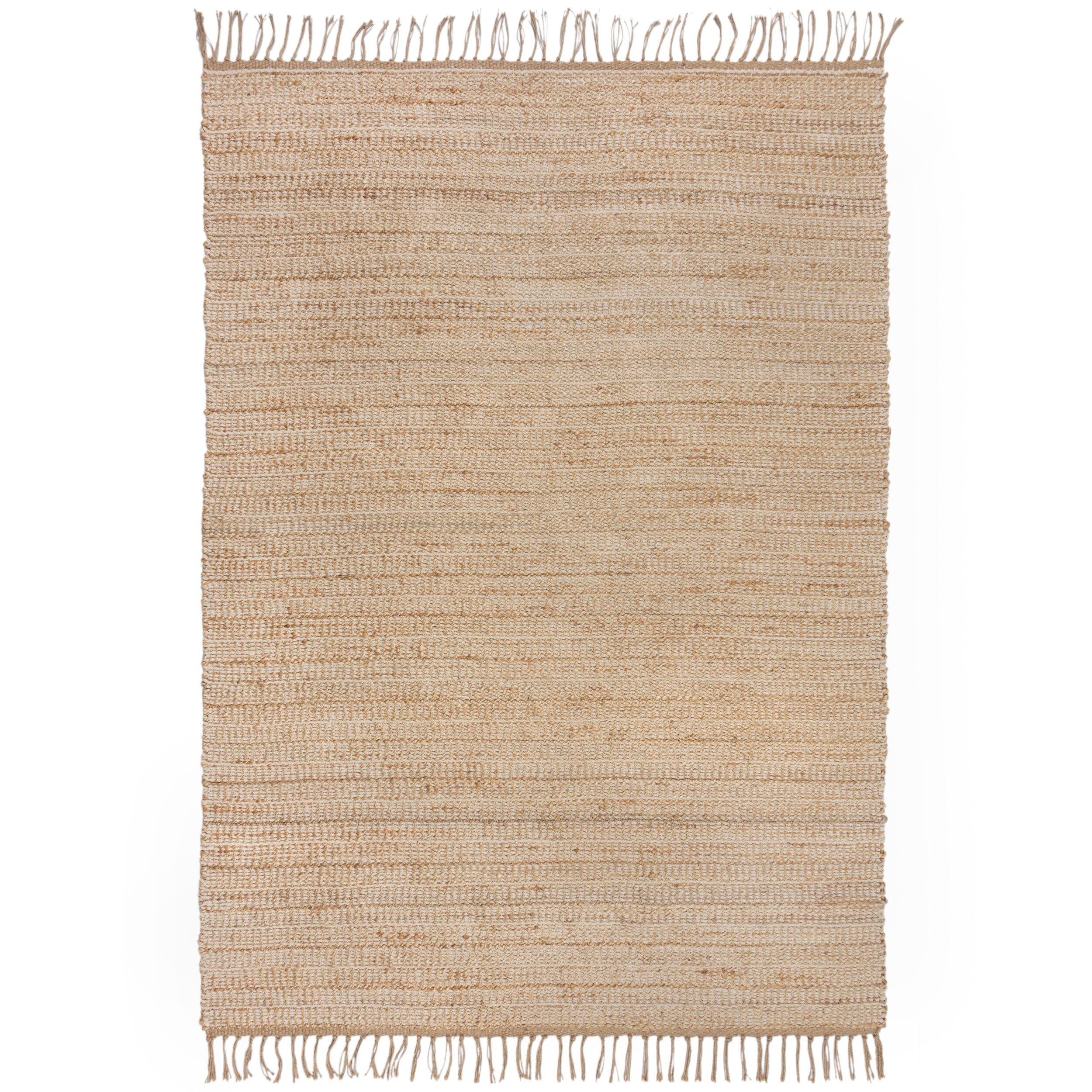JUTETEPPICH handgewebt mit Fransen CONWY, einfarbig, Beige, 200 x 290 cm - Beige, Textil (200/290cm) - KADIMA DESIGN
